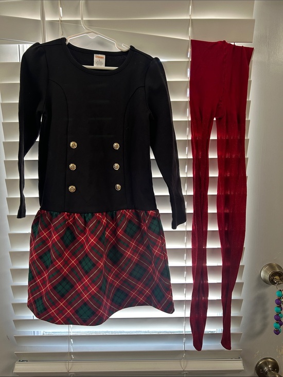 Gymboree Other - Black Top with Red Green Plaid Skirt Girls Dress